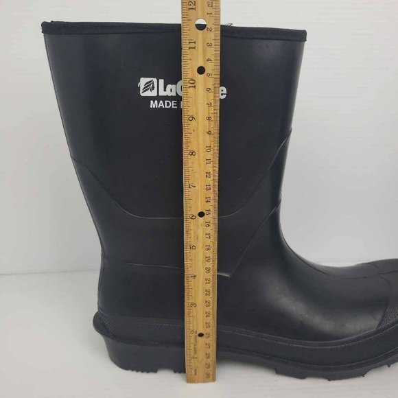 La Crosse Mens Rain Boots Black Rubber Pull On Sherpa Lined Round Toe USA 13 New - Picture 9 of 14